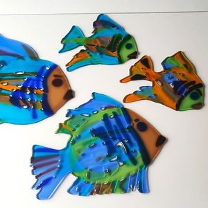 4pc Fish Glass Art Collection